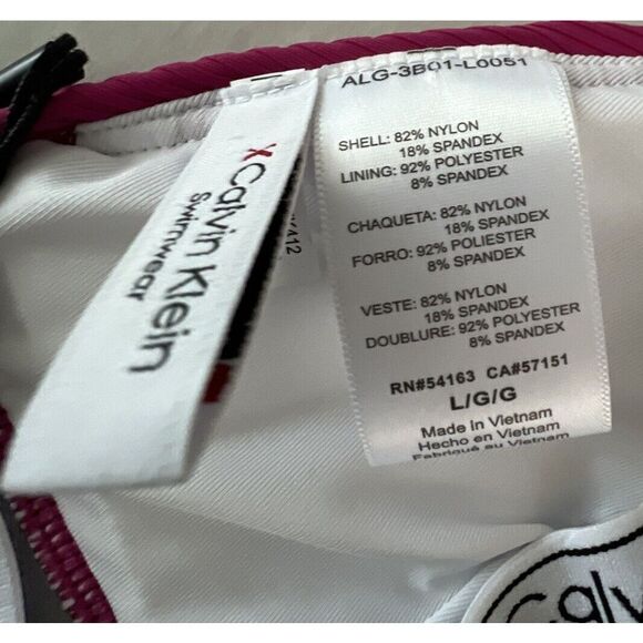 Calvin Klein Swimwear Sz L UPF50+ Magenta Pink Bikini Top & Bottom 2 Pc Set - Picture 6 of 10